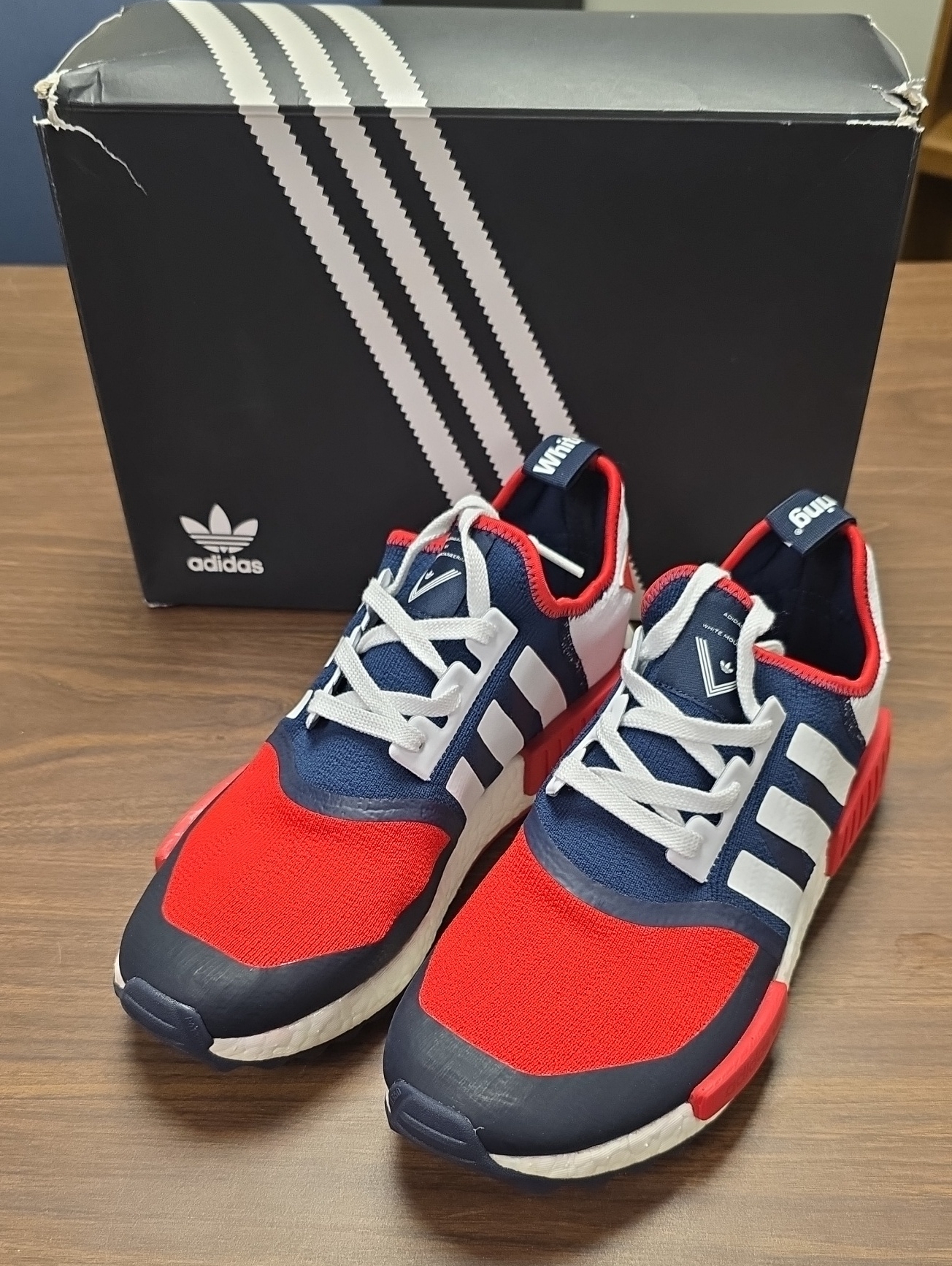 White Mountaineering X Adidas Nmd Trail Red/Navy/White Ba7519 Men's Size 9.5 New